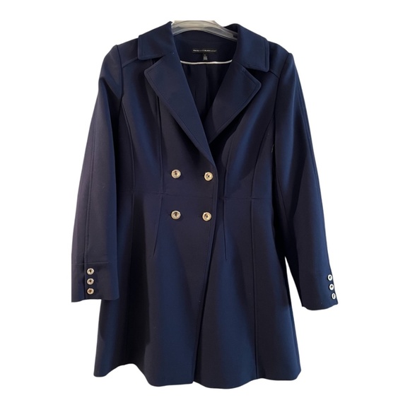 White House Black Market Women's Dark Blue Double-Breasted Peacoat Size L Large - Picture 2 of 4